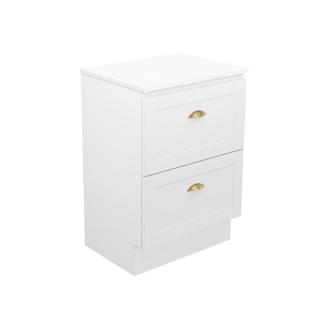 Fienza Newport 600 Ensuite All Drawer Floor Standing Vanity Delgado Top