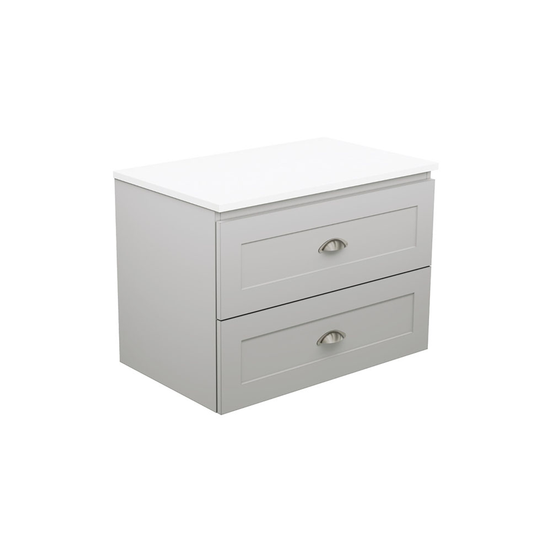 Fienza Newport 750 Wall Hung Vanity 1D/2Dr Dolce Satin Black Top