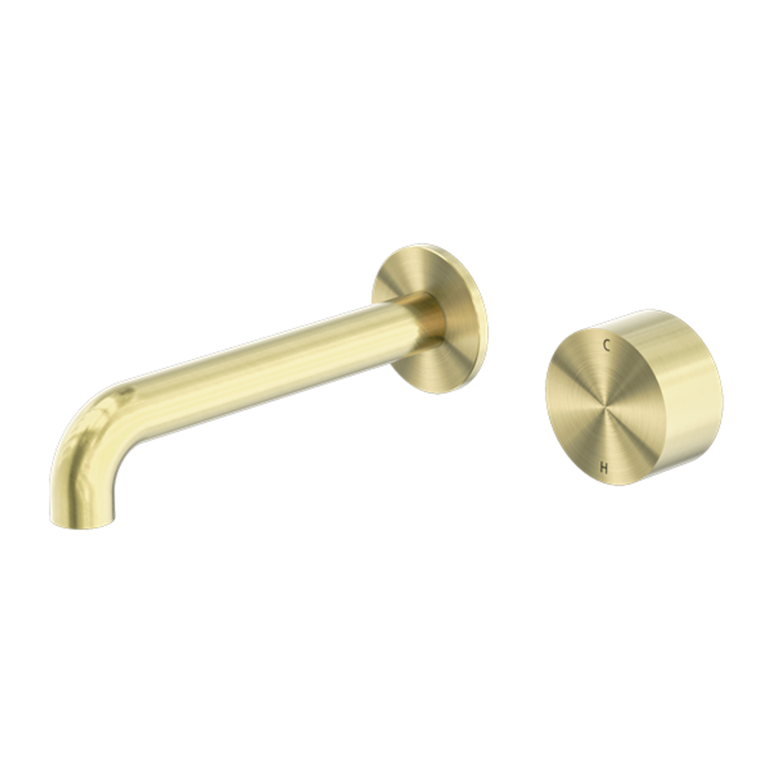 Nero Kara Progressive Wall Basin Set 185mm Spout Brushed Gold