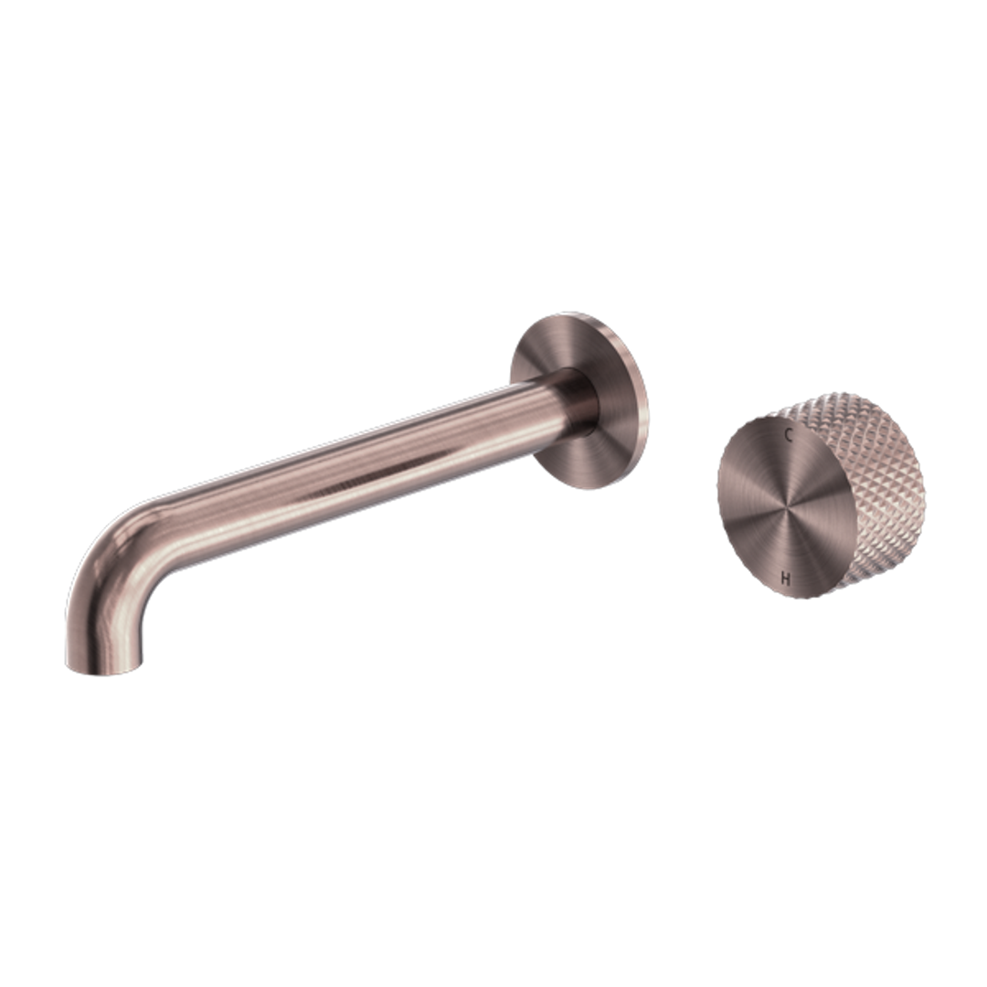 Nero Opal Progressive Wall Basin Mixer 185mm Spout Brushed Bronze