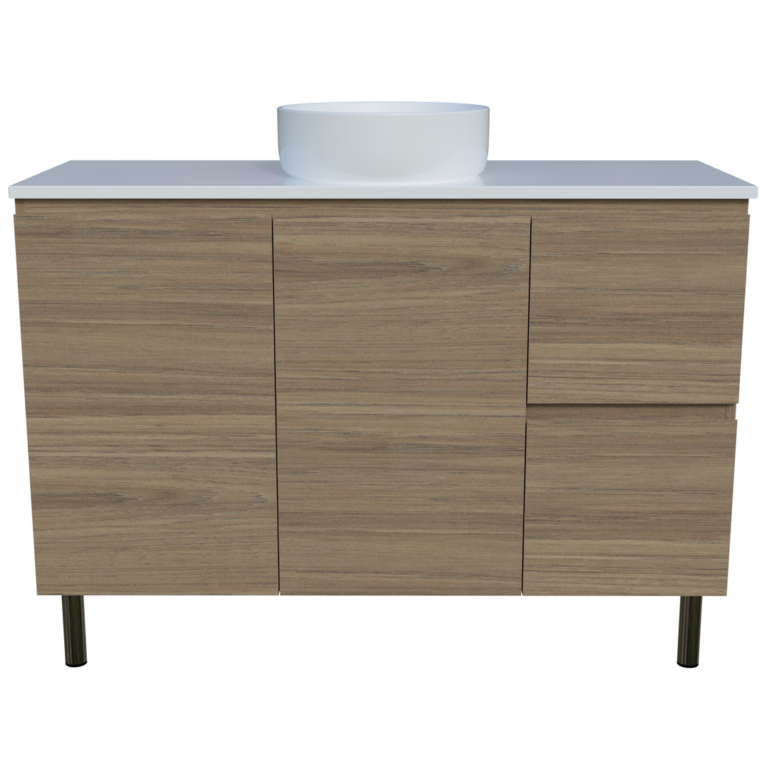 Timberline Nevada Vanity 1200mm Left Wg Basin Silksurface Ac Top On Legs