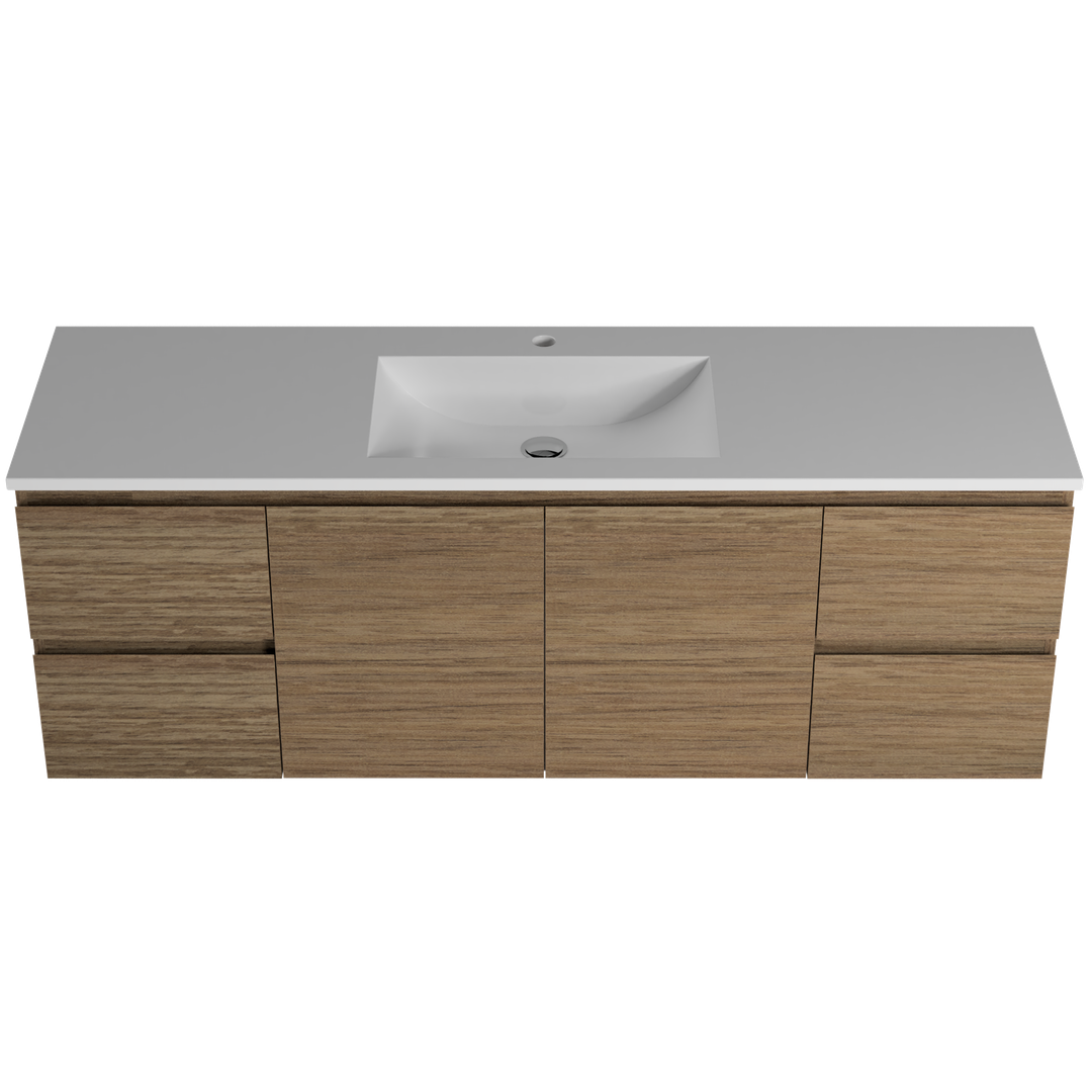 Timberline Nevada Vanity 1500mm Single Bowl Regal Acrylic Top Wall Hung