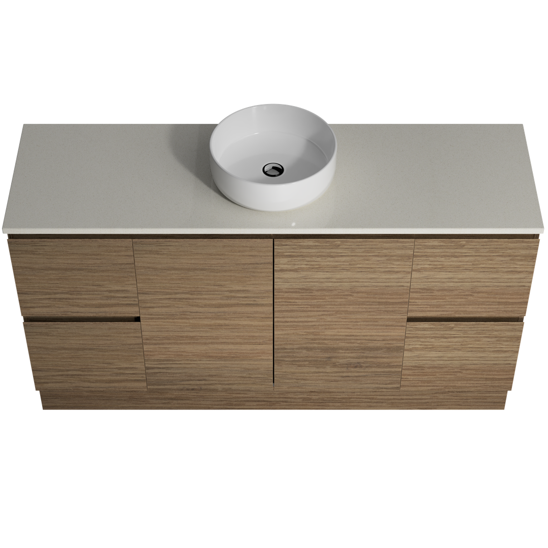 Timberline Nevada Vanity 1500mm Right Wg Basin Silksurface Ac Top Floor Standing