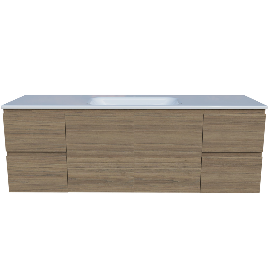 Timberline Nevada Vanity 1500mm Centre Bowl Stadium Top Wall Hung