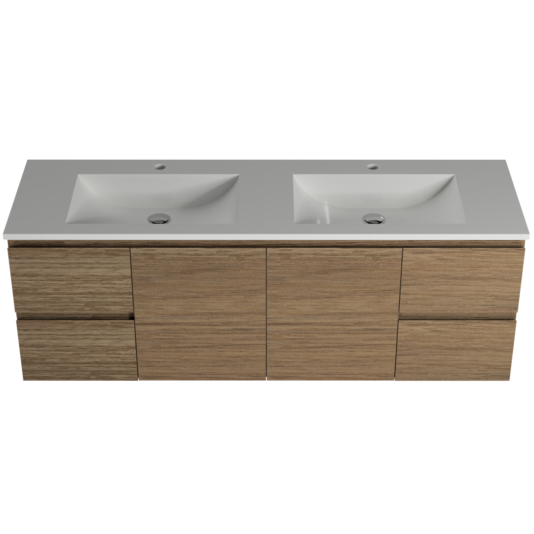 Timberline Nevada Vanity 1500mm Double Bowl Regal Acrylic Top Wall Hung