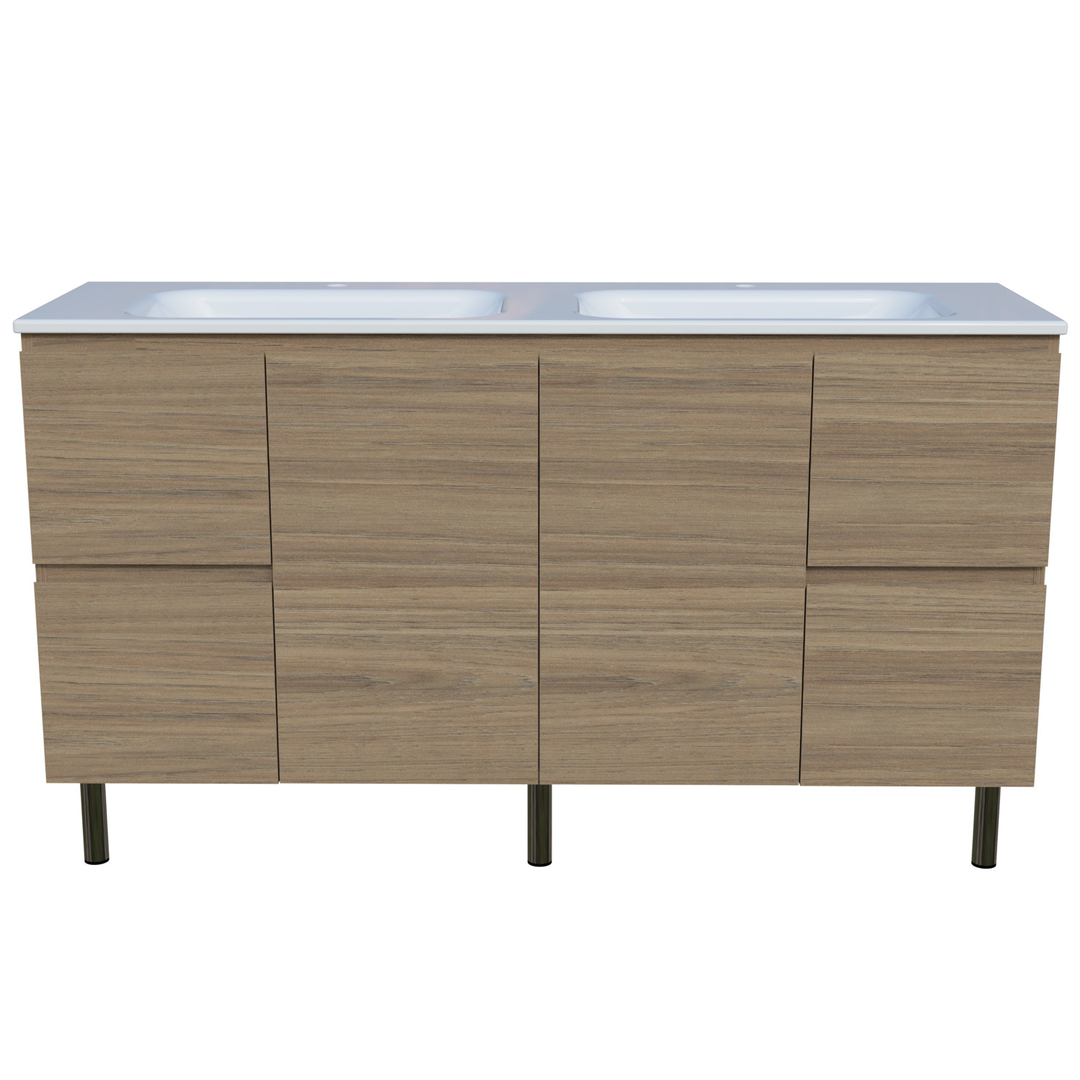 Timberline Nevada Vanity 1500mm Double Bowl Stadium Top On Legs