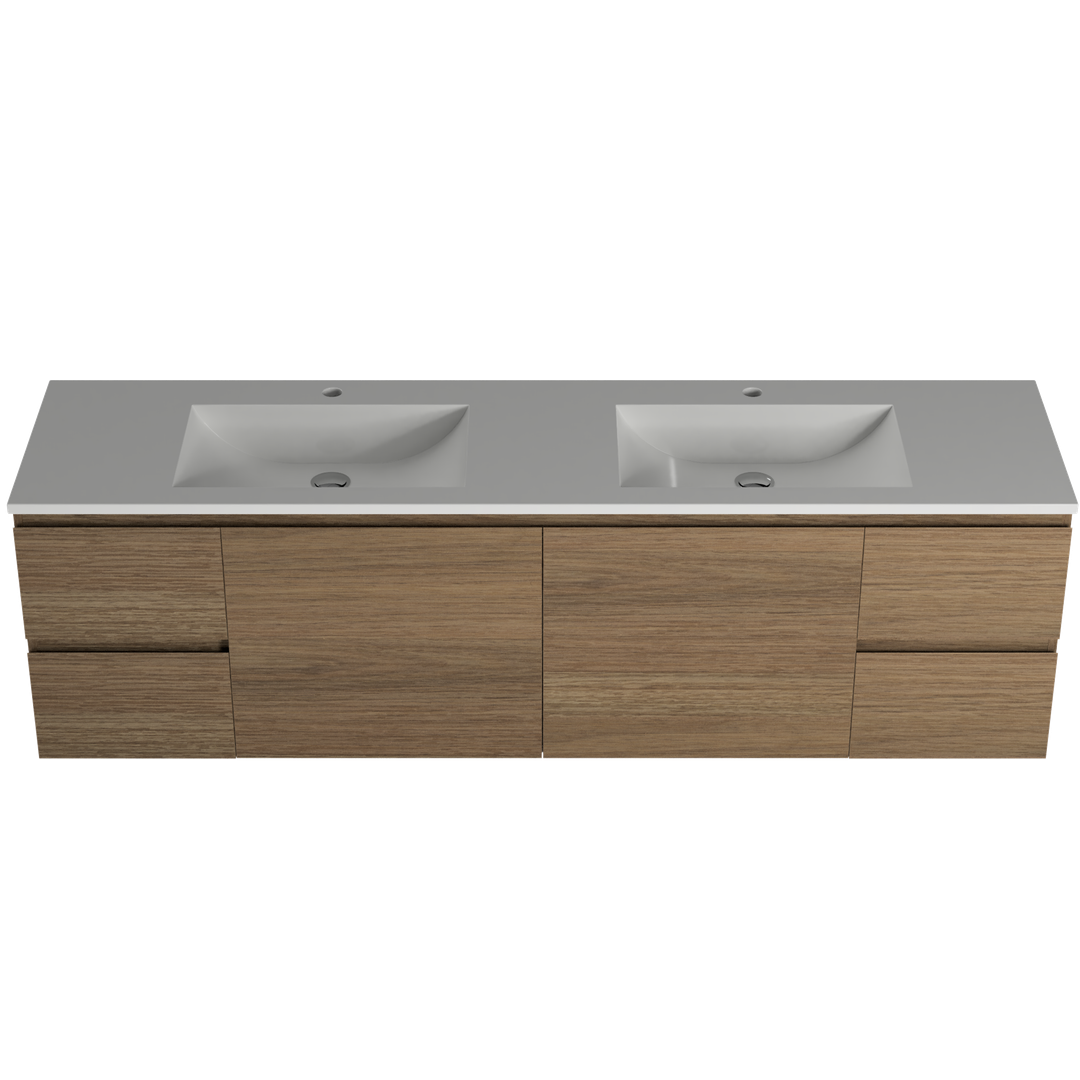 Timberline Nevada Vanity 1800mm Double Bowl Regal Acrylic Top Wall Hung