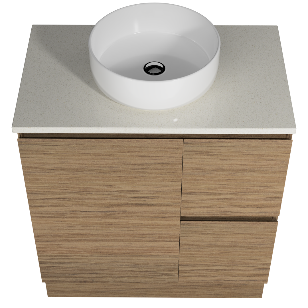 Timberline Nevada Vanty 750 20mm Silk Surf Top & Ceramic Above Counter Basn Floorstanding