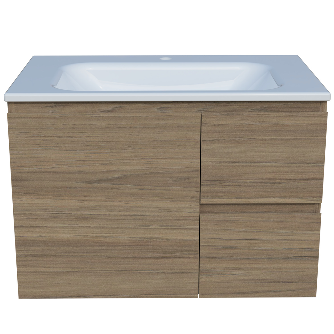 Timberline Nevada Vanity 750mm Centre Bowl Stadium Top Wall Hung