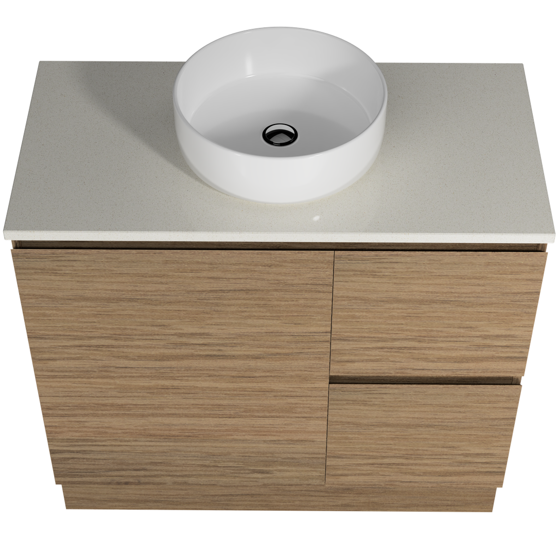 Timberline Nevada Vanty 900mm 20mm Silk Surf Top & Ceramic Above Counter Basn Wall Hng