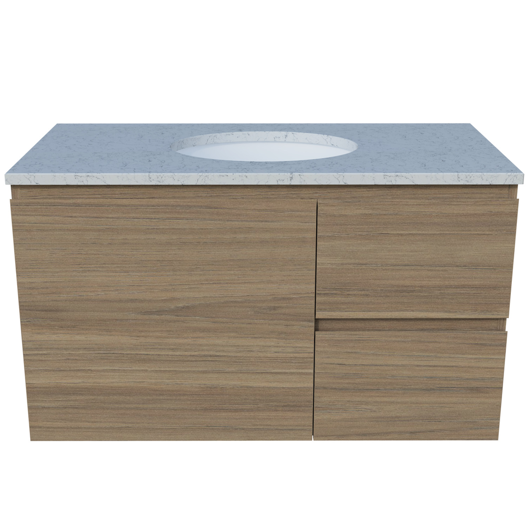 Timberline Nevada Vanity 900mm Right Wg Basin Silksurface Uc Top Wall Hung