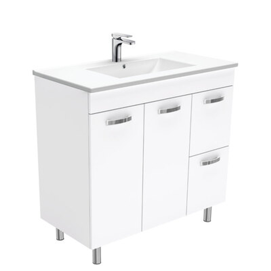 Dolce Vita Ceramic 900 Uni Cab On Legs Solid Doors Left Hand Drwr (1Th)(Fienza