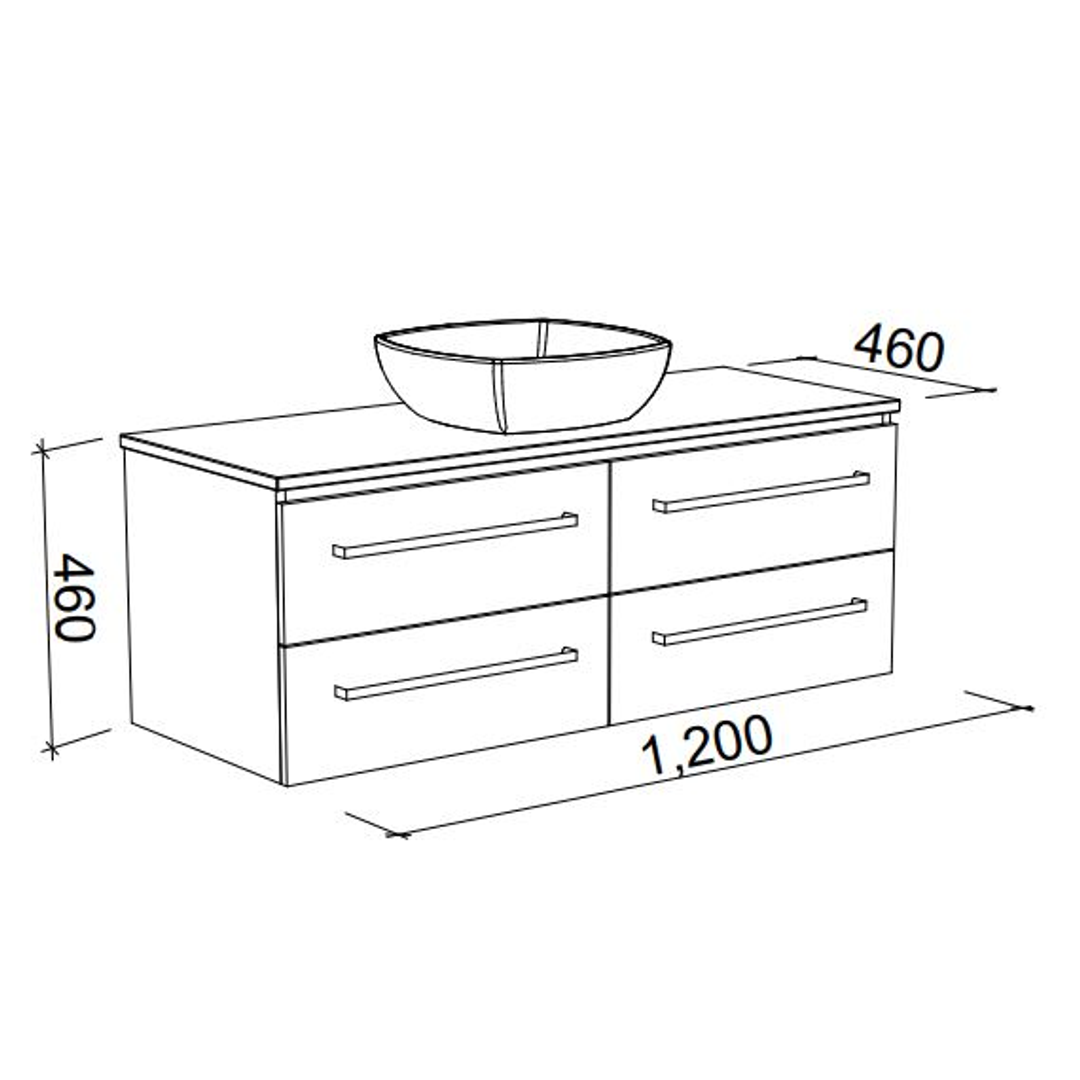 ASHTON VANITY CABINET ONLY 1185MM NO TOP WALL HUNG(TIMBERLN P#:A12XW)