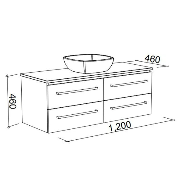 ASHTON VANITY CABINET ONLY 1185MM NO TOP WALL HUNG(TIMBERLN P#:A12XW) - Burdens Plumbing
