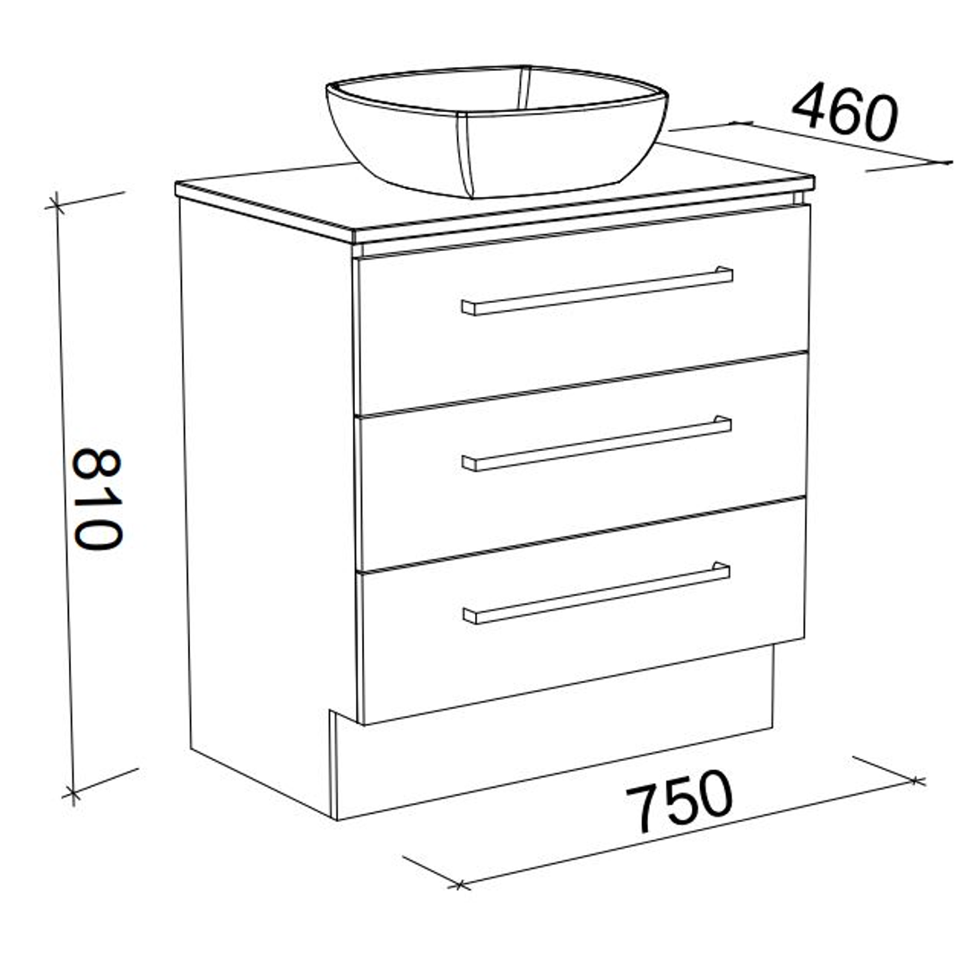 ASHTON VANITY CABINET ONLY 735MM NO TOP FLOORSTANDING(TIMBERLN P#:A75XF)
