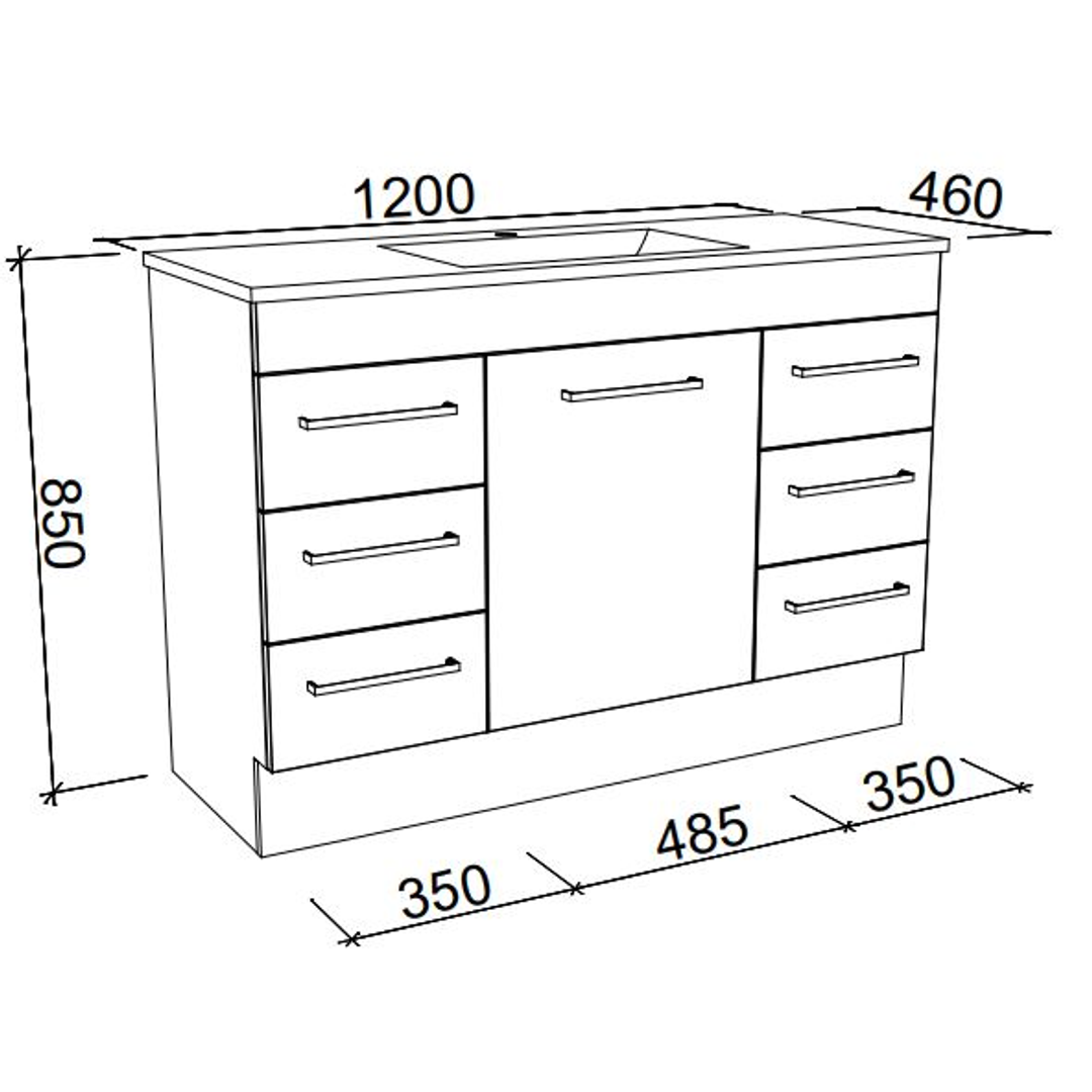 BARGO VANITY 1200MM GRAND ACRYLIC TOP FLOORSTANDING(TIMBERLN P#:B12GF)