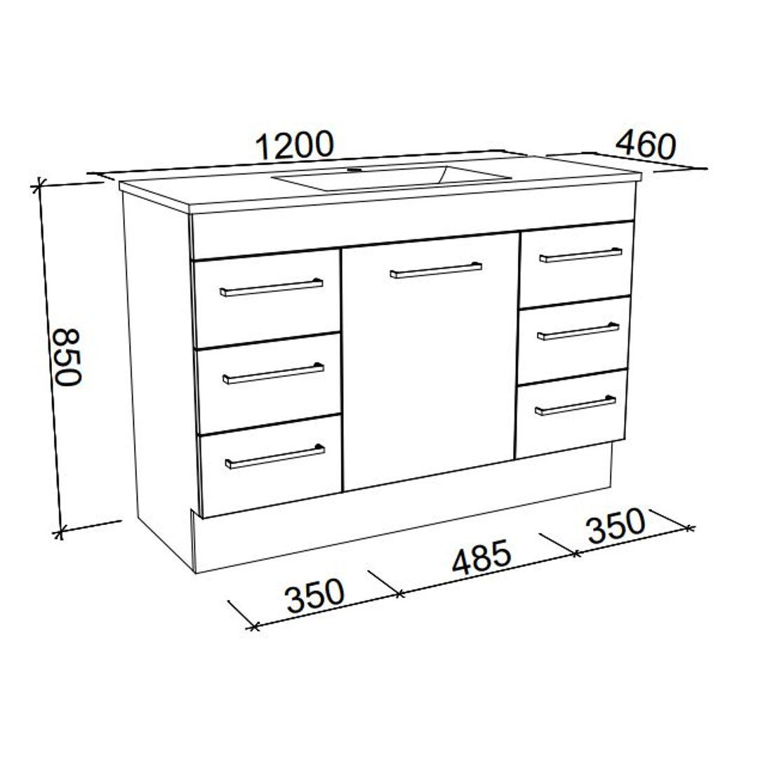 BARGO VANITY CABINET ONLY 1185MM NO TOP FLOORSTANDING(TIMBERLN P#:B12XF)