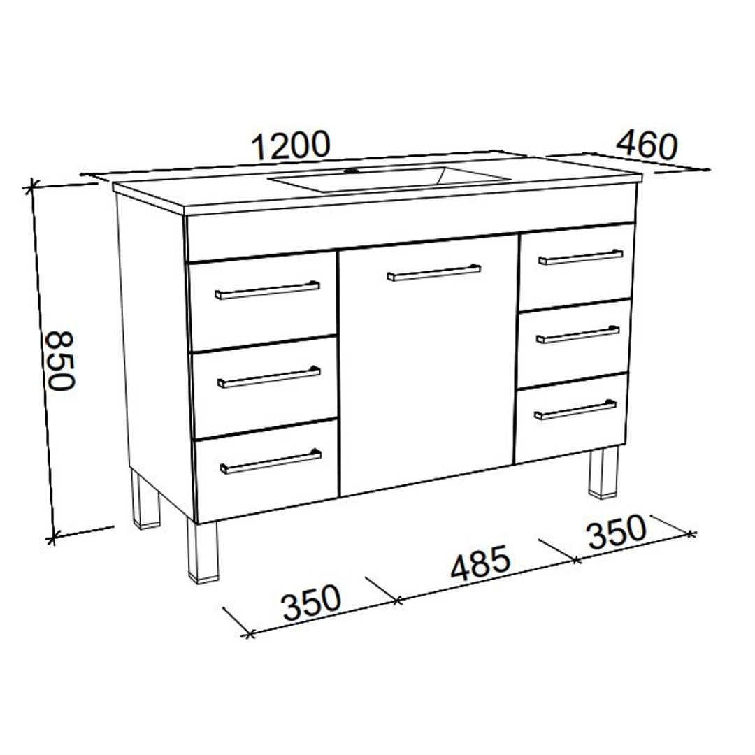 BARGO VANITY CABINET ONLY 1185MM NO TOP ON LEGS(TIMBERLN P#:B12XL)