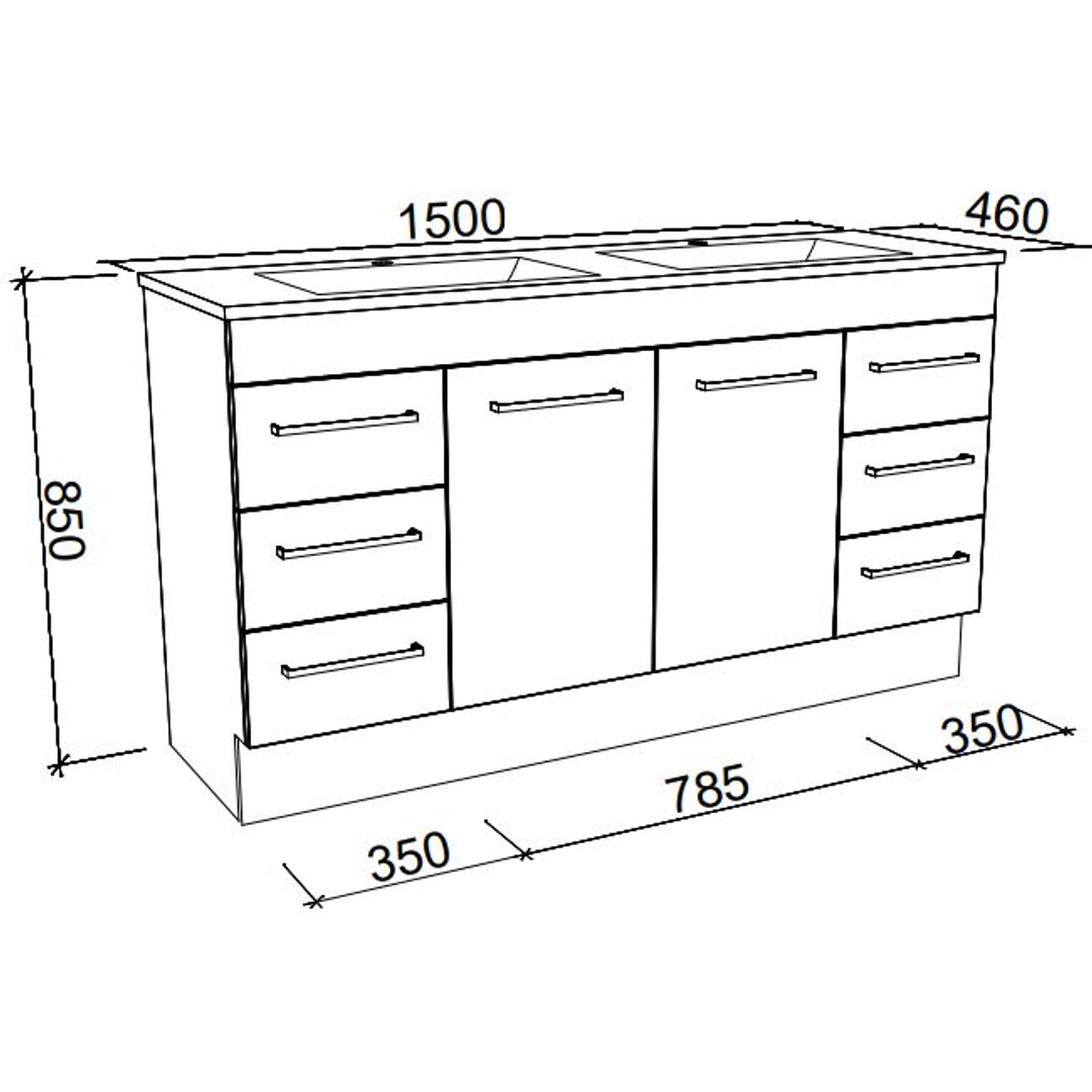 BARGO VANITY 1500MM SINGLE BOWL GRAND ACRYLIC TOP FLOORSTANDING(TIMBERLN