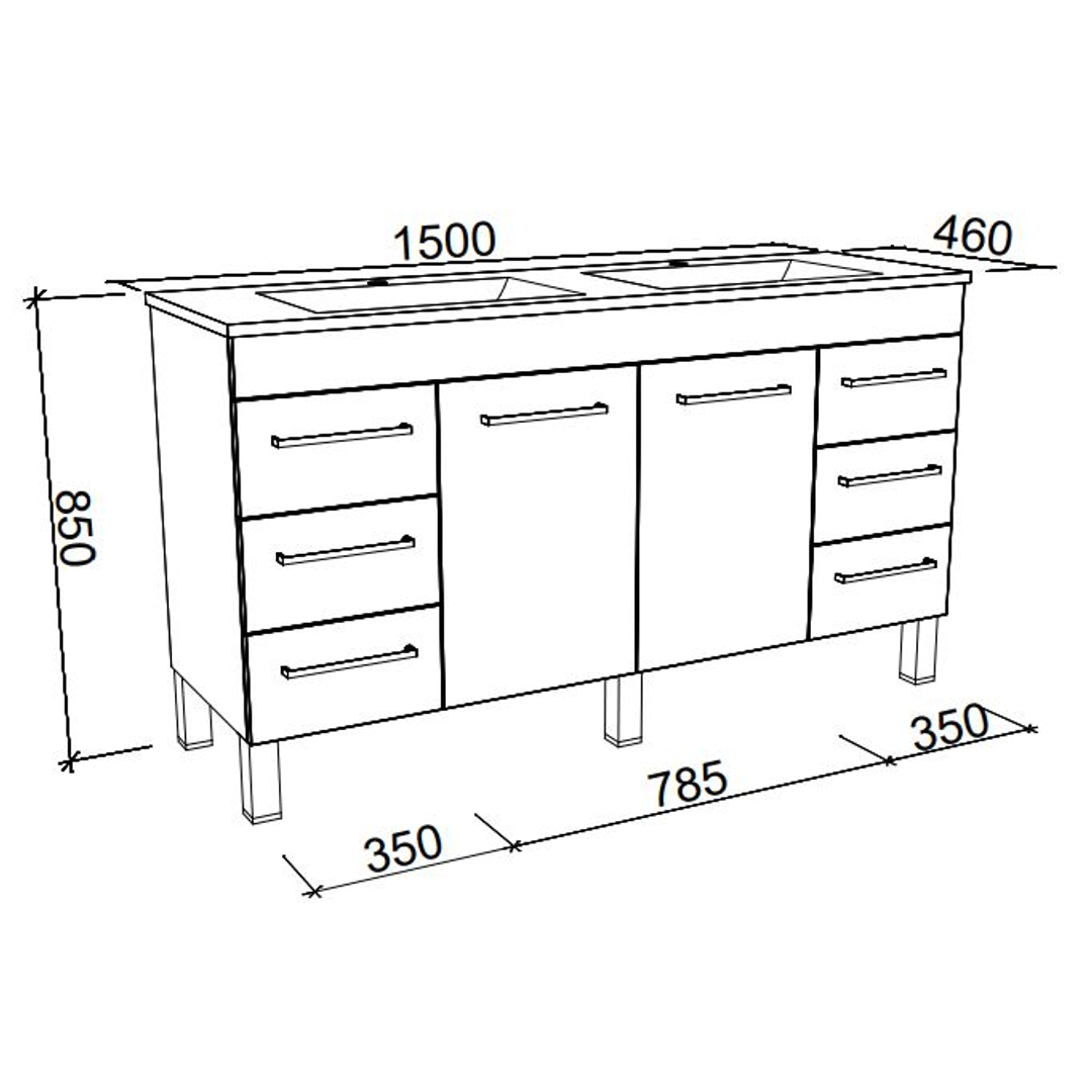 BARGO VANITY 1500MM SINGLE BOWL GRAND ACRYLIC TOP ON LEGS(TIMBERLN P#:B151GL)