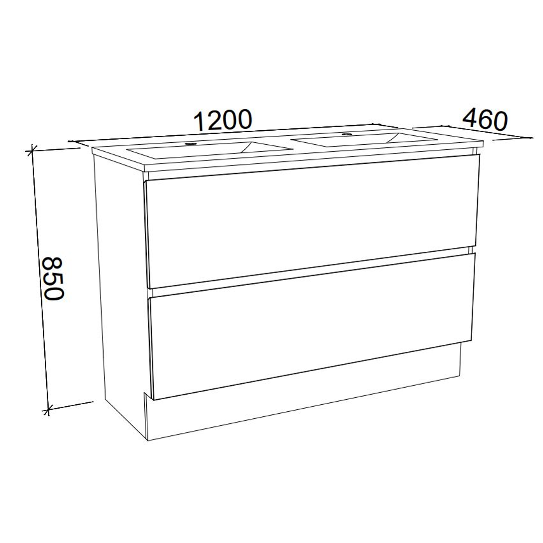 NEVADA PLUS VANTY 1200 20MM SILK TOP & CERAMIC A/COUNTR BASN FLOORSTANDING(TIMBERLN P#