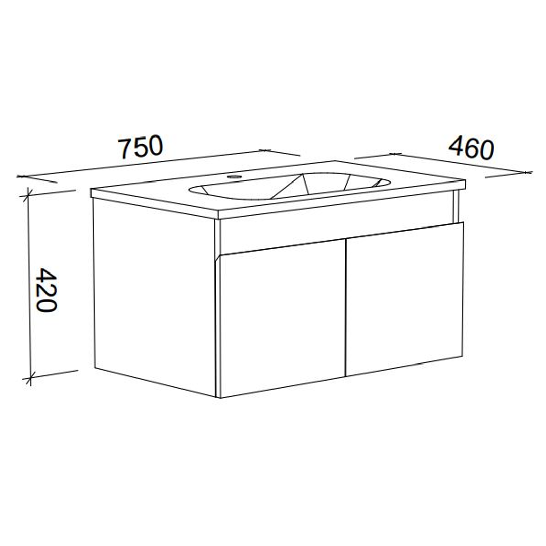 Timberline Rockford Wall Hung Vanity 750mm