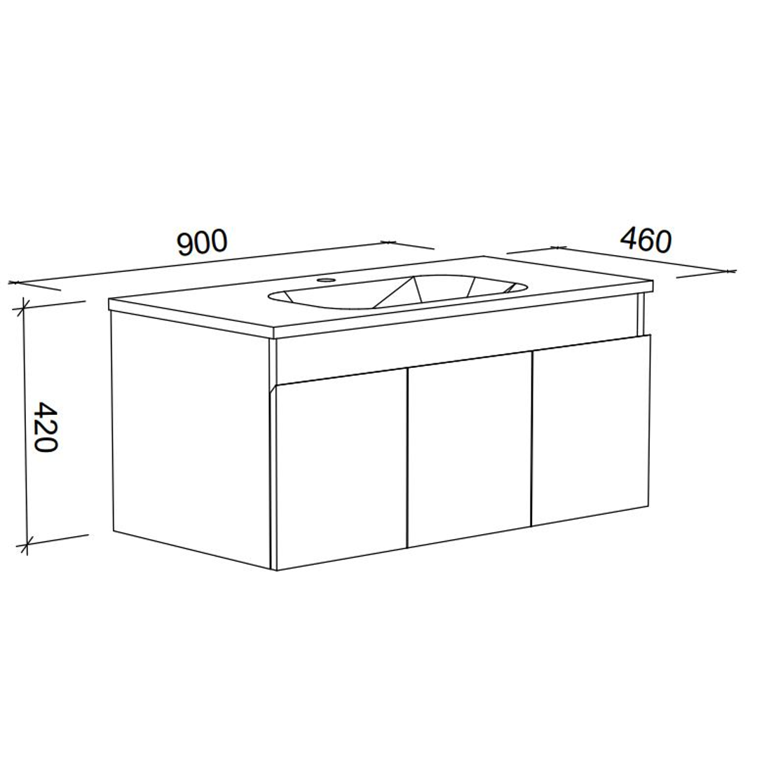 Rockford Vanity 900mm Haven Top Wall Hung(Timberln P#:Rd90Hw)