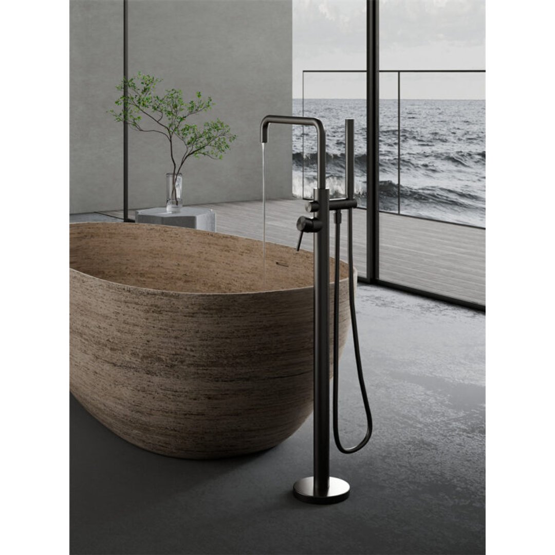 Nero Zen Stainless Steel Freestanding Bath Mixer Graphite