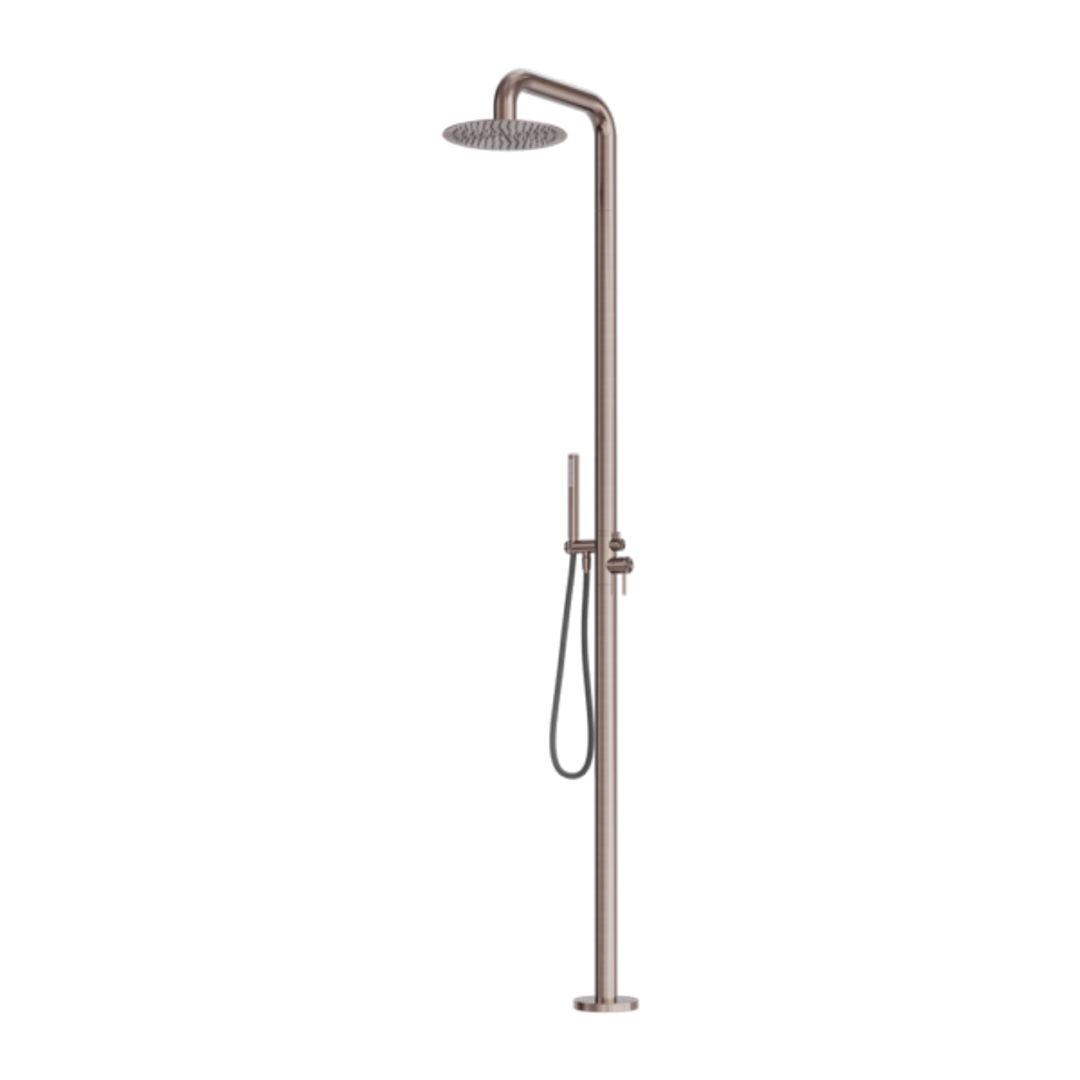 Nero Zen Stainless Steel Outdoor Freestanding Shower Column Brushed Bronze