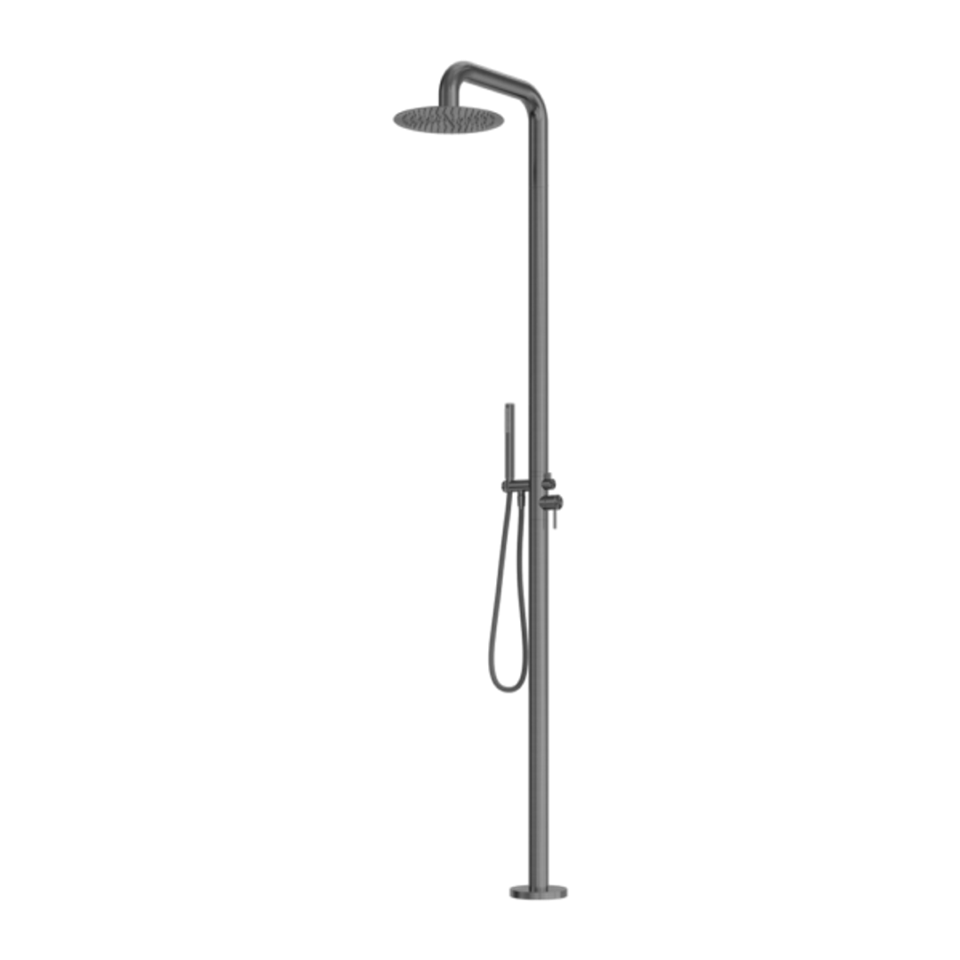 Nero Zen Stainless Steel Outdoor Freestanding Shower Column Graphite