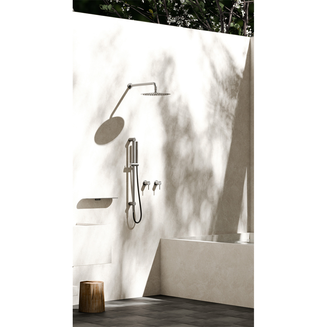 Nero Zen Stainless Steel Shower Rail With Outdoor Shower Hose Brushed Nickel