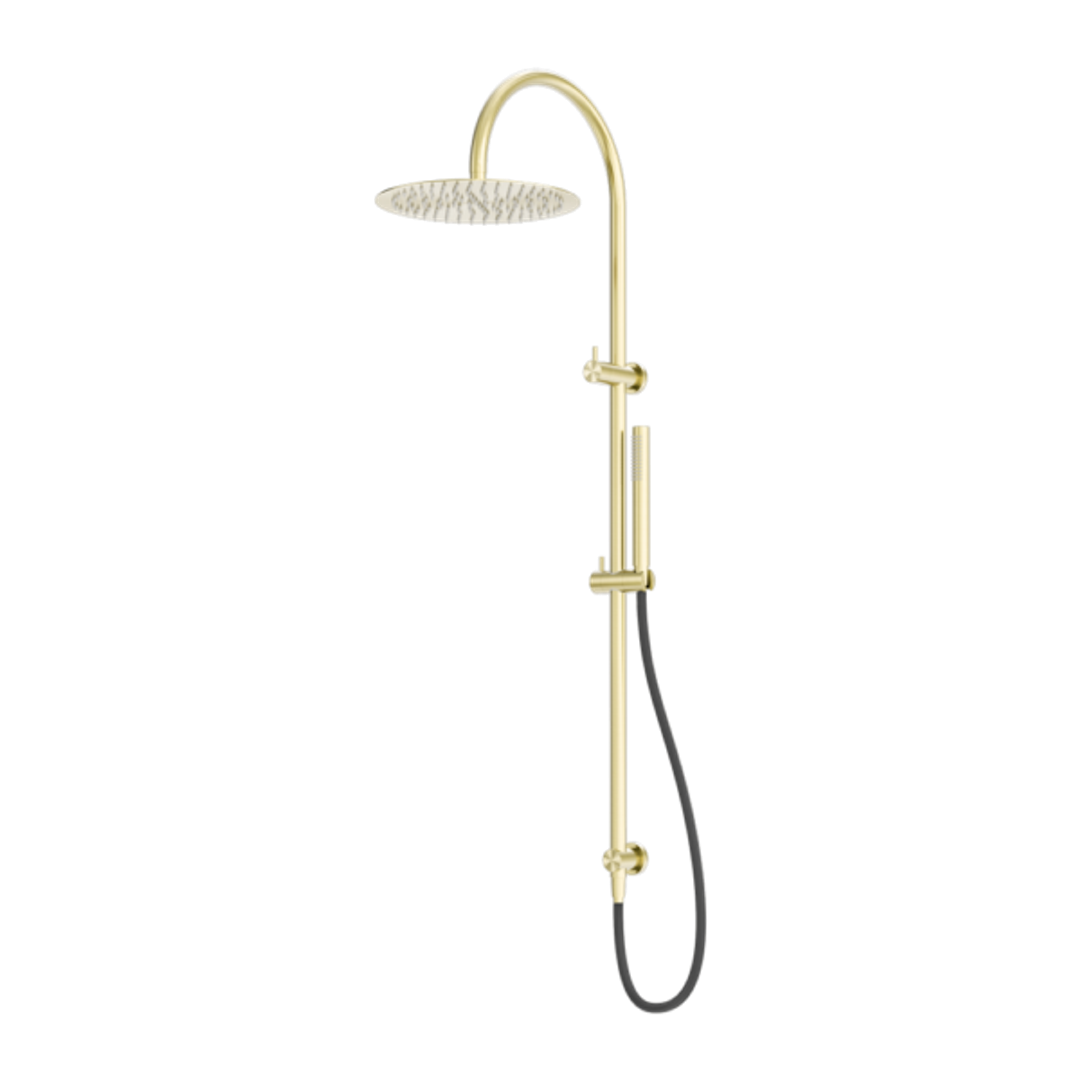 Nero Zen Stainless Steel Twin Shower With Outdoor Shower Hose Brushed Gold