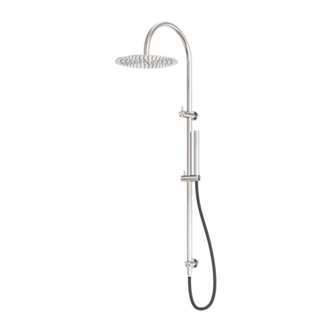 Nero Zen Stainless Steel Twin Shower With Outdoor Shower Hose Brushed Nickel