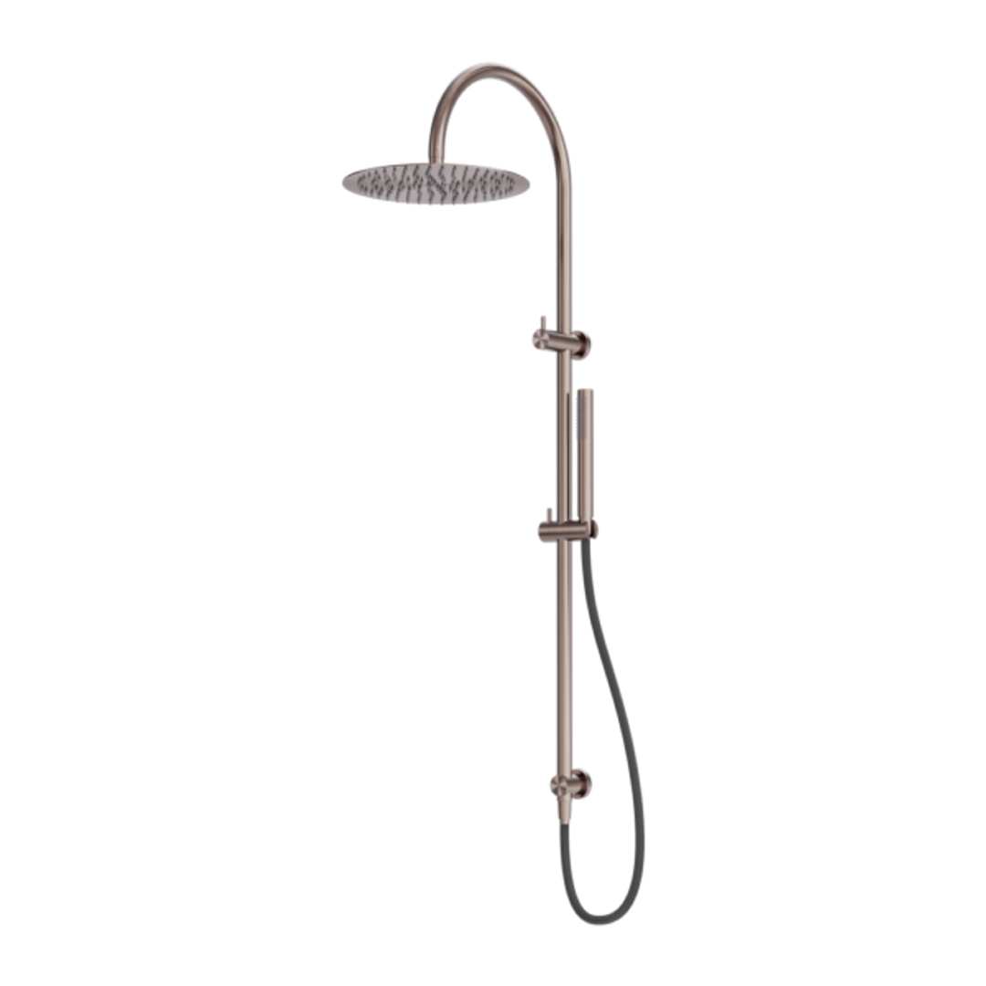 Nero Zen Stainless Steel Twin Shower With Outdoor Shower Hose Brushed Bronze