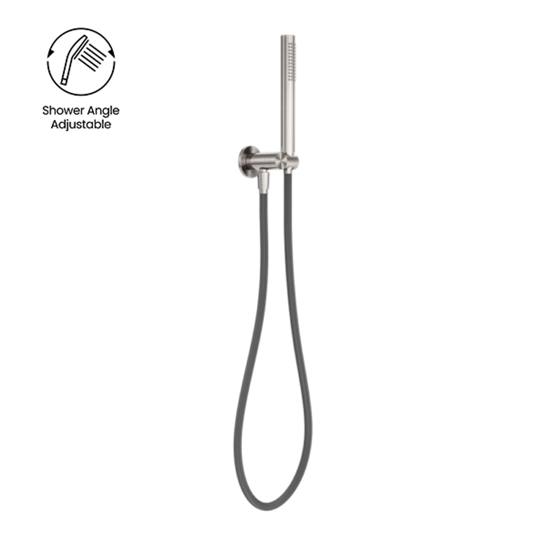 Nero Zen Stainless Steel Shower On Bracket With Outdoor Shower Hose Brushed Nickel