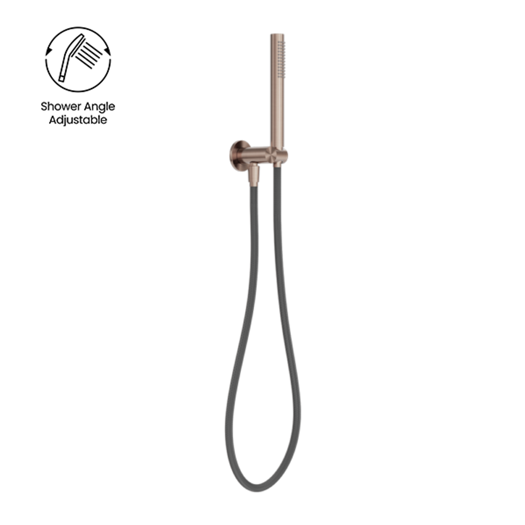 Nero Zen Stainless Steel Shower On Bracket With Outdoor Shower Hose Brushed Bronze