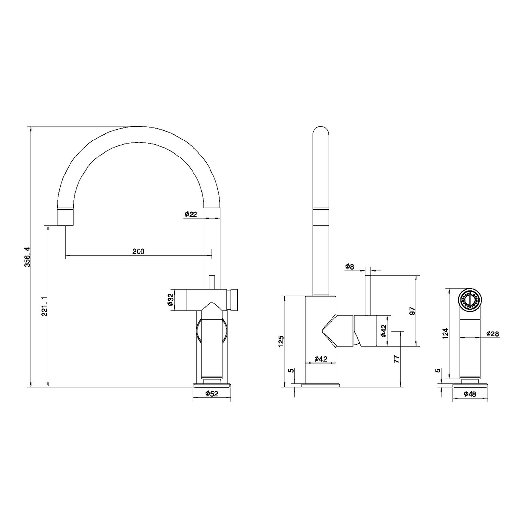 Nero Zen Stainless Steel Kitchen Mixer With Hand Spray Brushed Nickel