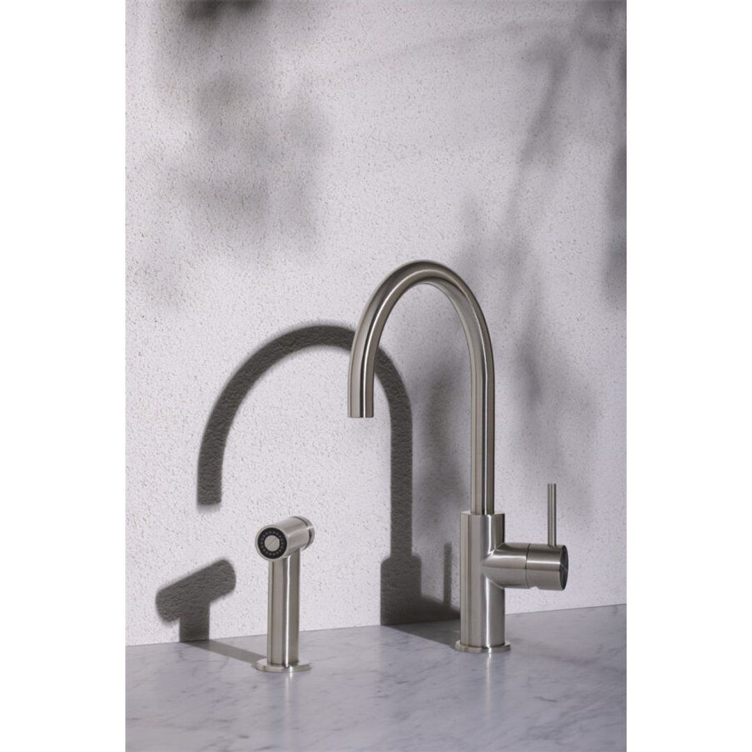 Nero Zen Stainless Steel Kitchen Mixer With Hand Spray Brushed Nickel