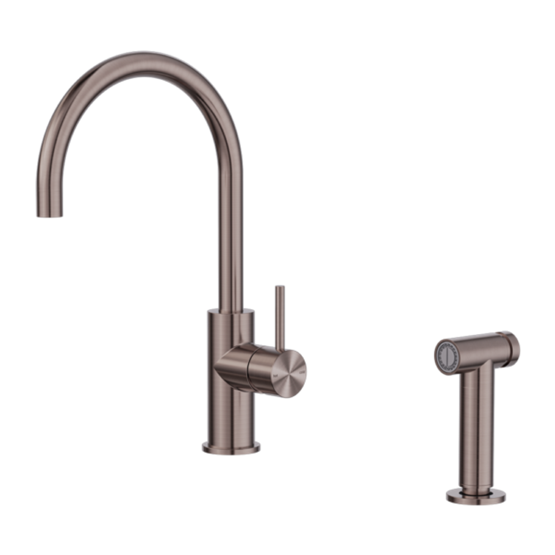 Nero Zen Stainless Steel Kitchen Mixer With Hand Spray Brushed Bronze