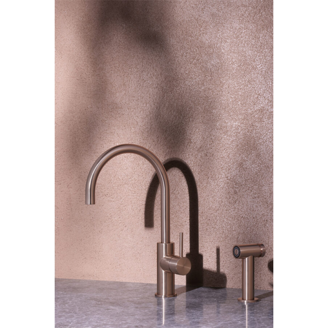 Nero Zen Stainless Steel Kitchen Mixer With Hand Spray Brushed Bronze