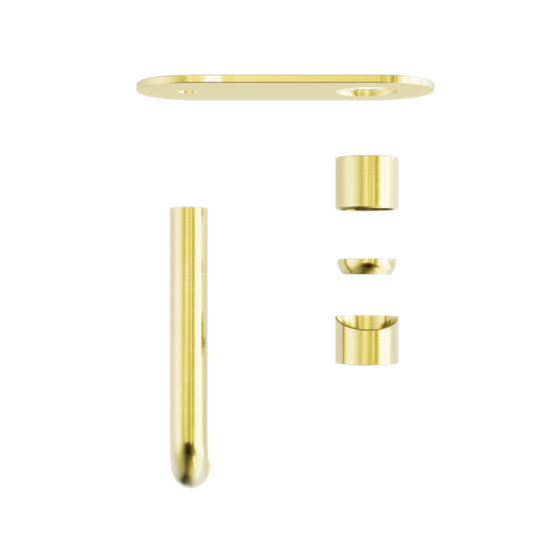 Nero Zen Stainless Steel Wall Basin/Bath Mixer 185Mm Spout Trim Kits Only Brushed Gold