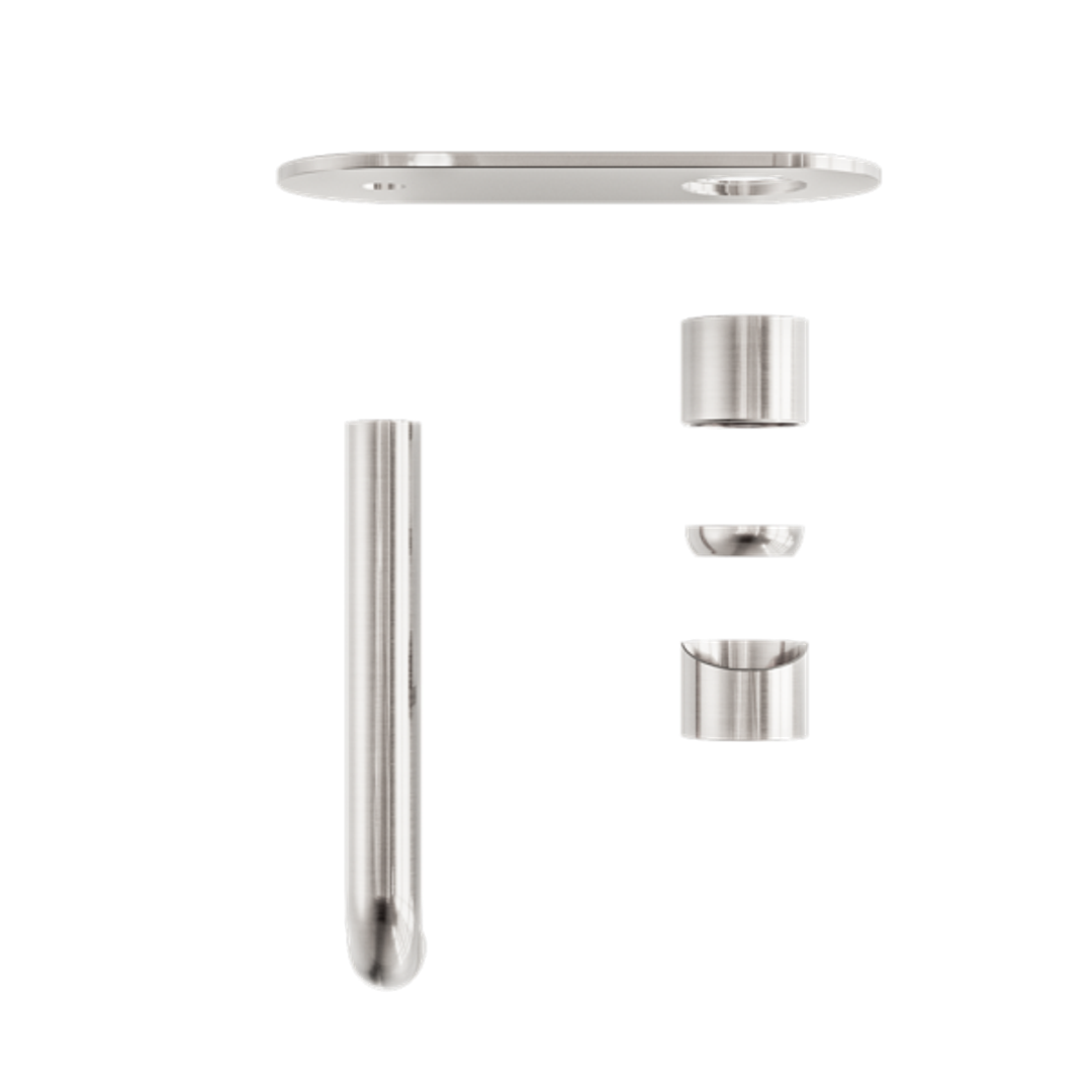 Nero Zen Stainless Steel Wall Basin/Bath Mixer 230Mm Spout Trim Kits Only Brushed Nickel