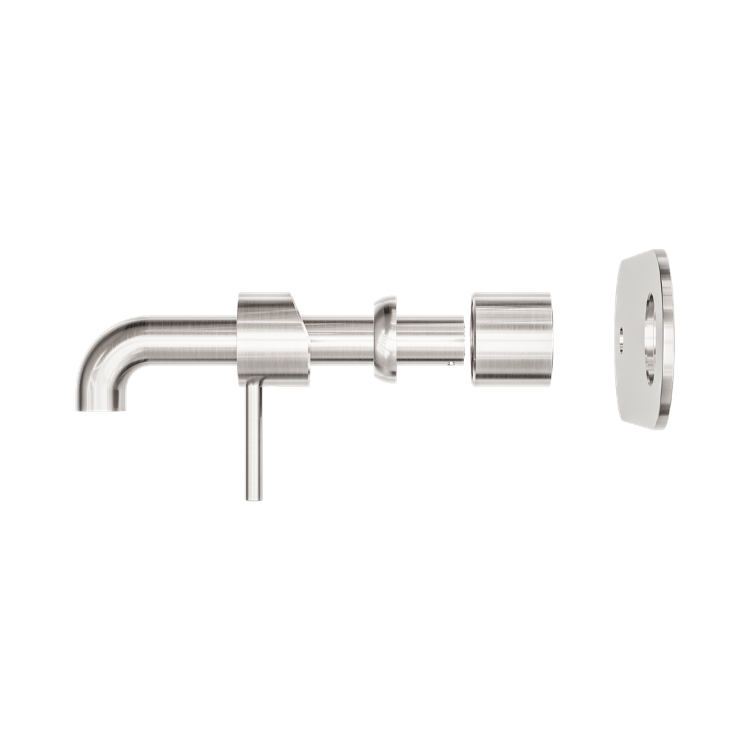 Nero Zen Stainless Steel Wall Basin/Bath Mixer 185Mm Spout Trim Kits Only Brushed Nickel