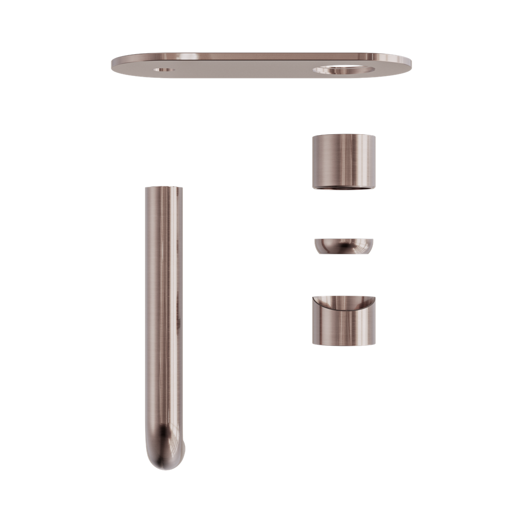 Nero Zen Stainless Steel Wall Basin/Bath Mixer 185Mm Spout Trim Kits Only Brushed Bronze