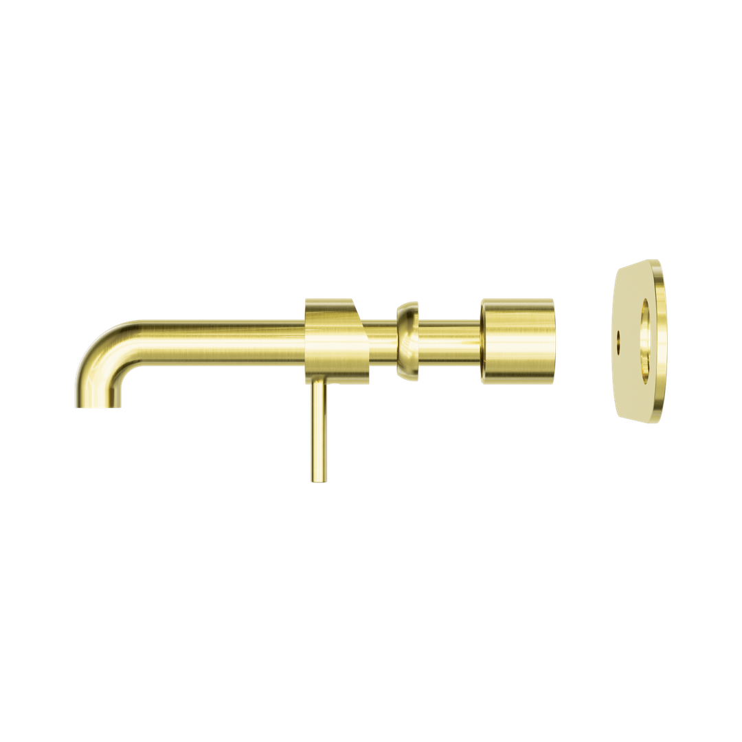Nero Zen Stainless Steel Wall Basin/Bath Mixer 230Mm Spout Trim Kits Only Brushed Gold