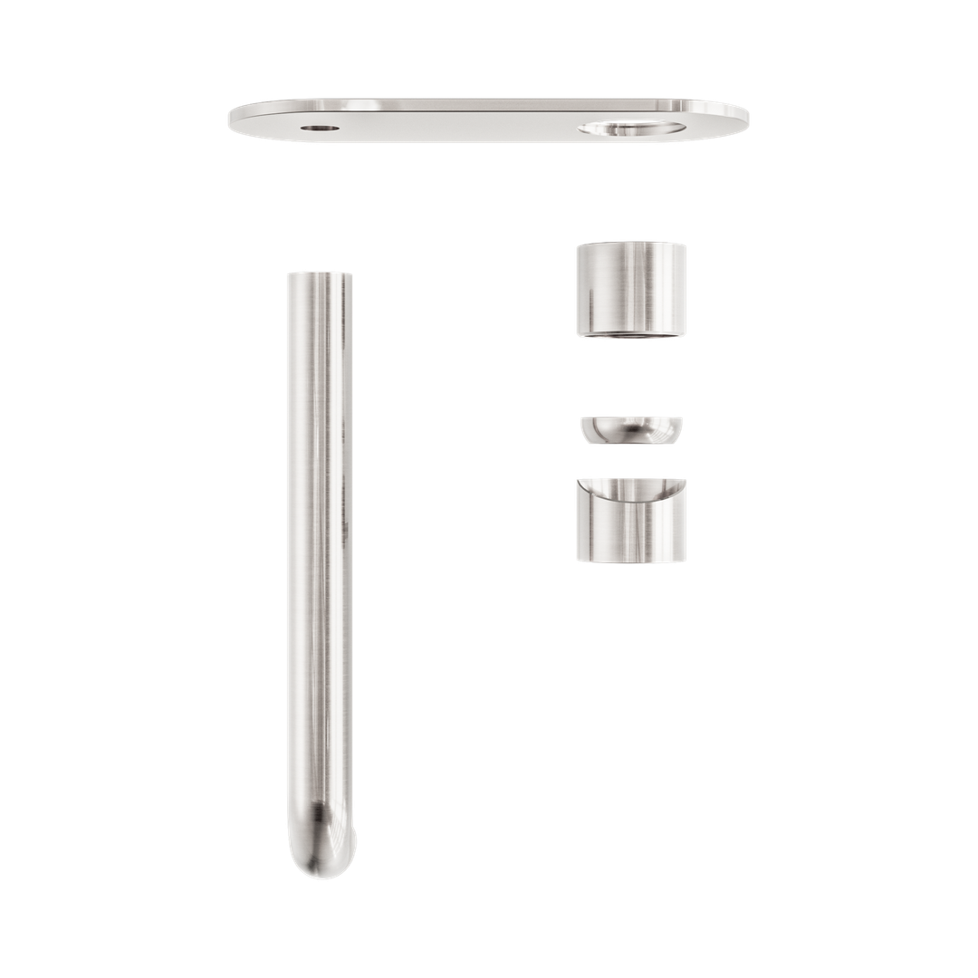 Nero Zen Stainless Steel Wall Basin/Bath Mixer 230Mm Spout Trim Kits Only Brushed Nickel