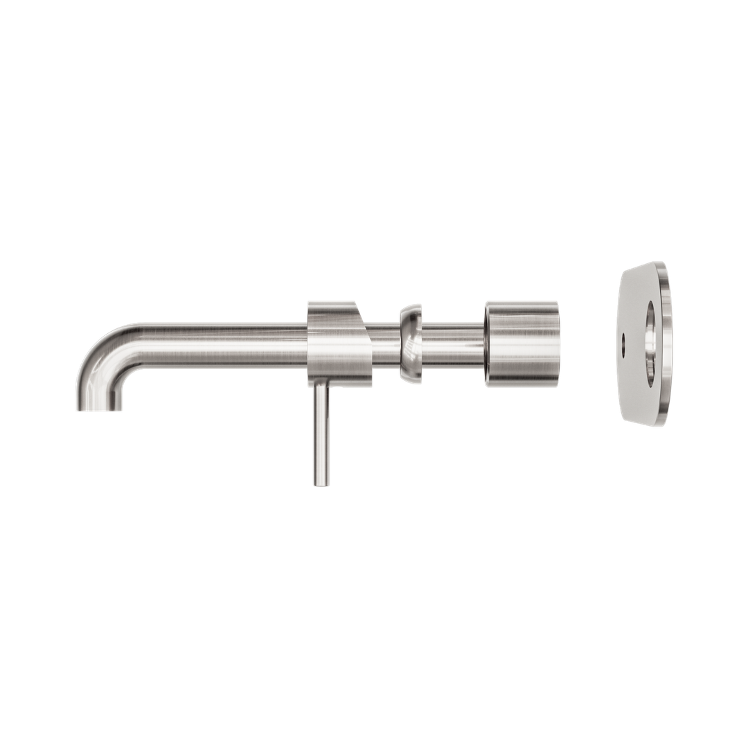Nero Zen Stainless Steel Wall Basin/Bath Mixer 230Mm Spout Trim Kits Only Brushed Nickel
