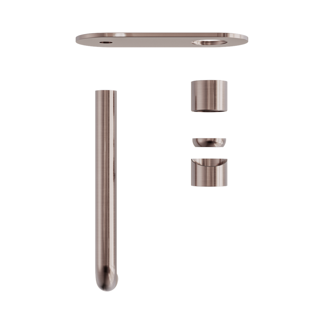 Nero Zen Stainless Steel Wall Basin/Bath Mixer 230Mm Spout Trim Kits Only Brushed Bronze