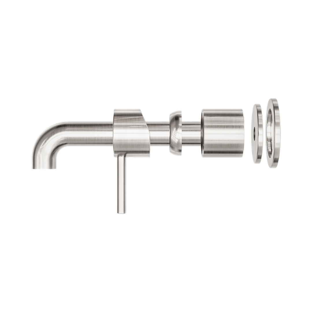 Nero Zen Stainless Steel Wall Basin/Bath Mixer 185Mm Spout Trim Kits Only Brushed Nickel