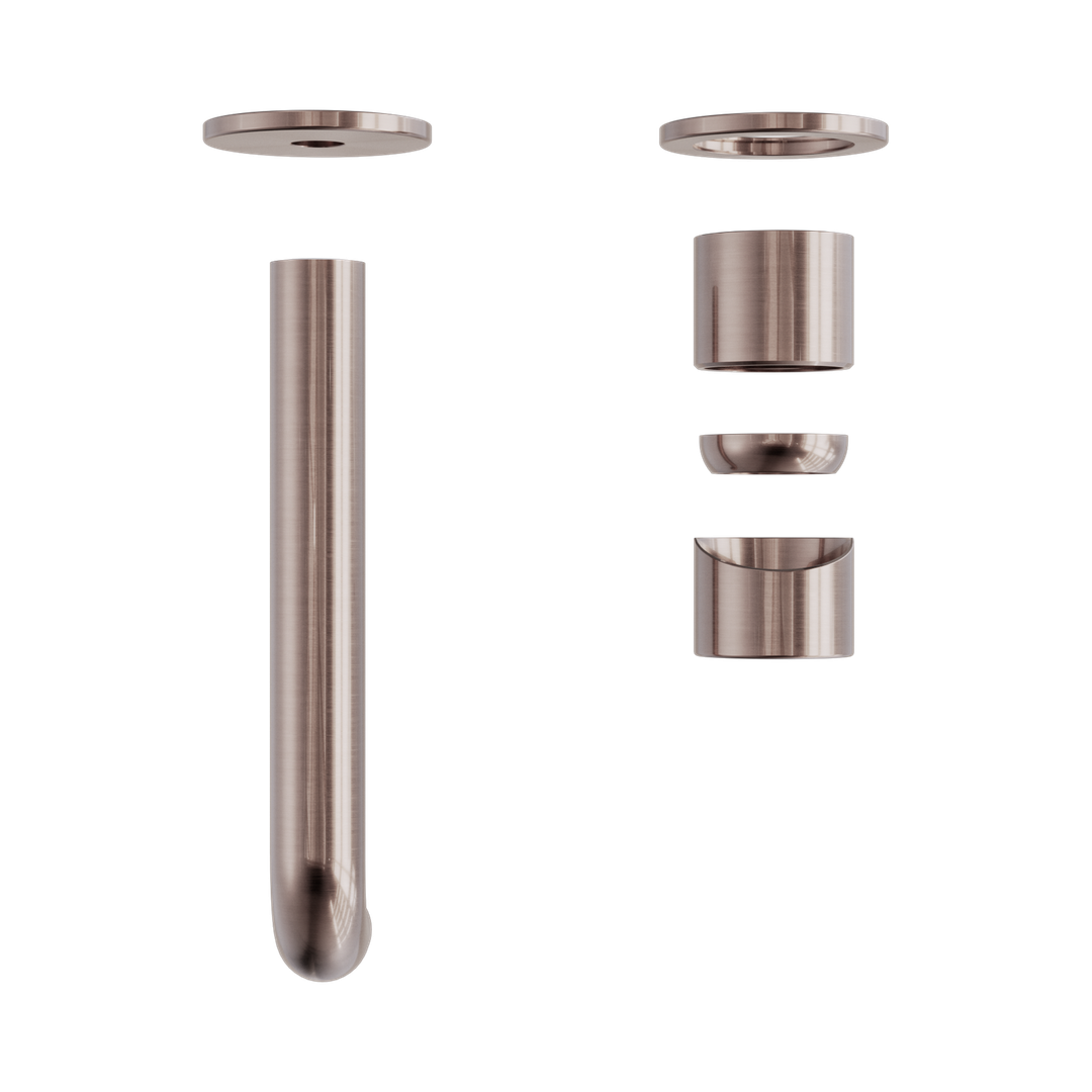 Nero Zen Stainless Steel Wall Basin/Bath Mixer 185Mm Spout Trim Kits Only Brushed Bronze